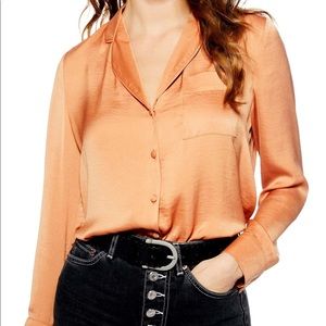 Top shop peach satin shirt